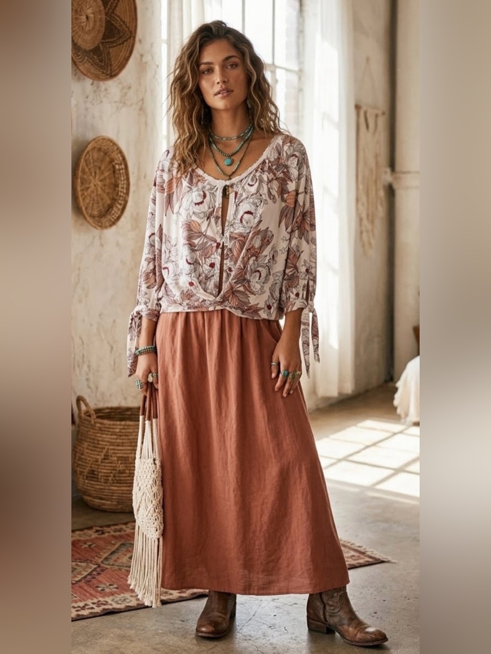 Free People Oversized Blouse Top Women’s Sz M Boho